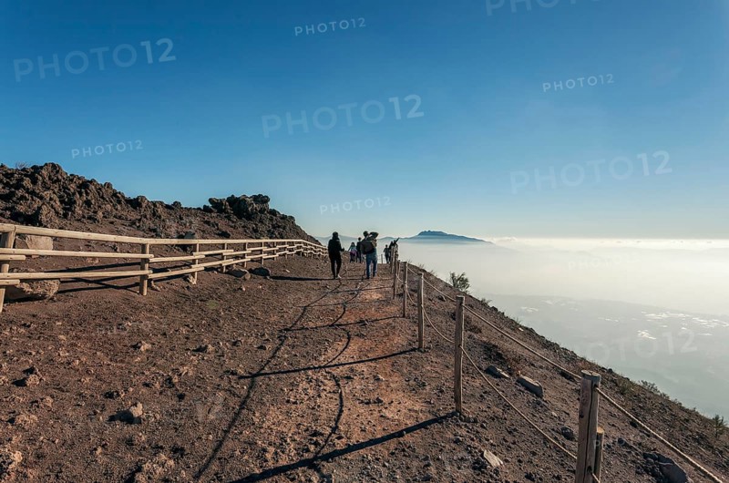 Tourists on top of Volcano Vesuvius