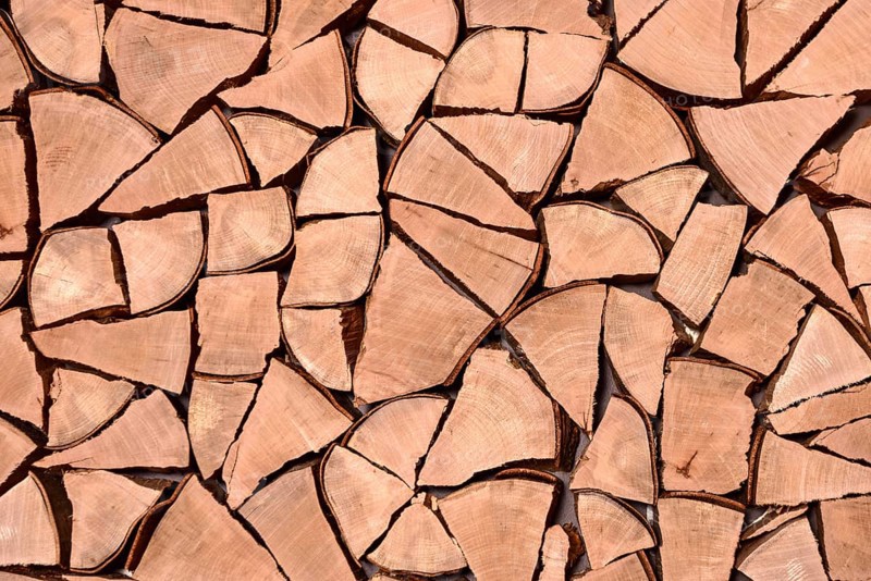 Split firewood as wall cladding