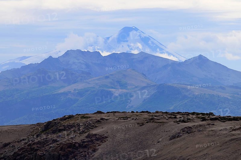 View from the volcano Batea Mahuida to the volcano Llaima in Chile