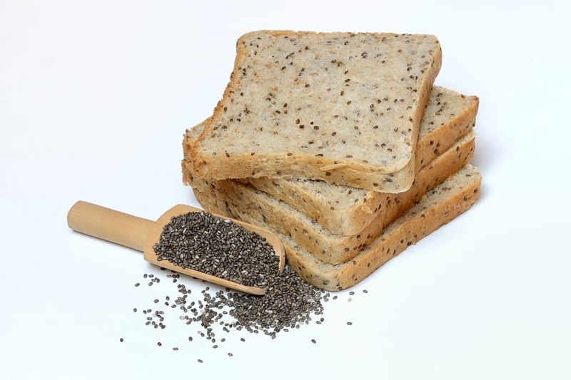 Sliced toast bread with chia seeds