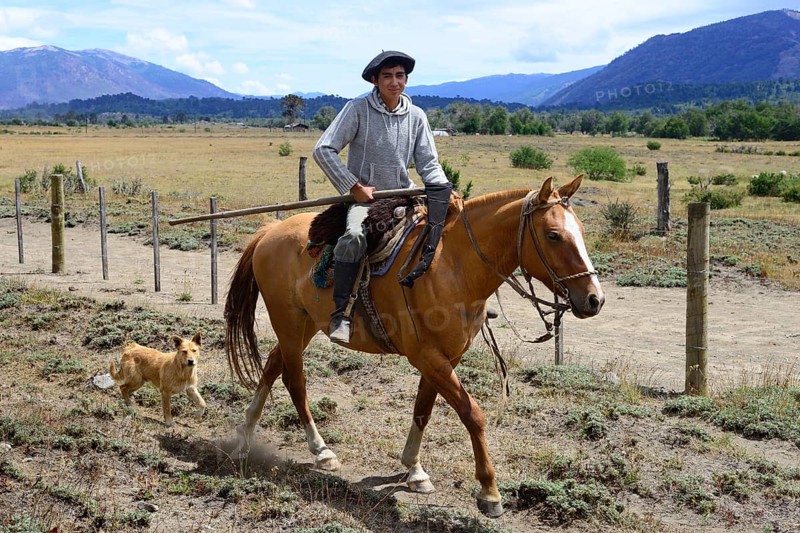 Young Gaucho rides a horse