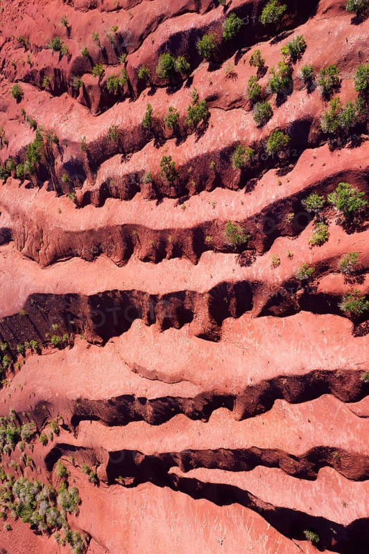Terraced eroded mountainside