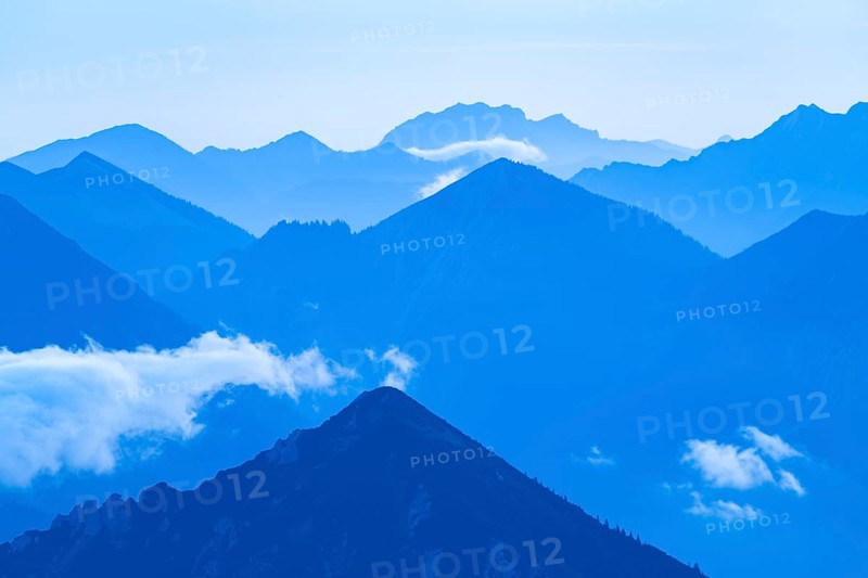 Blue hour with Lechtaler Alps and small clouds