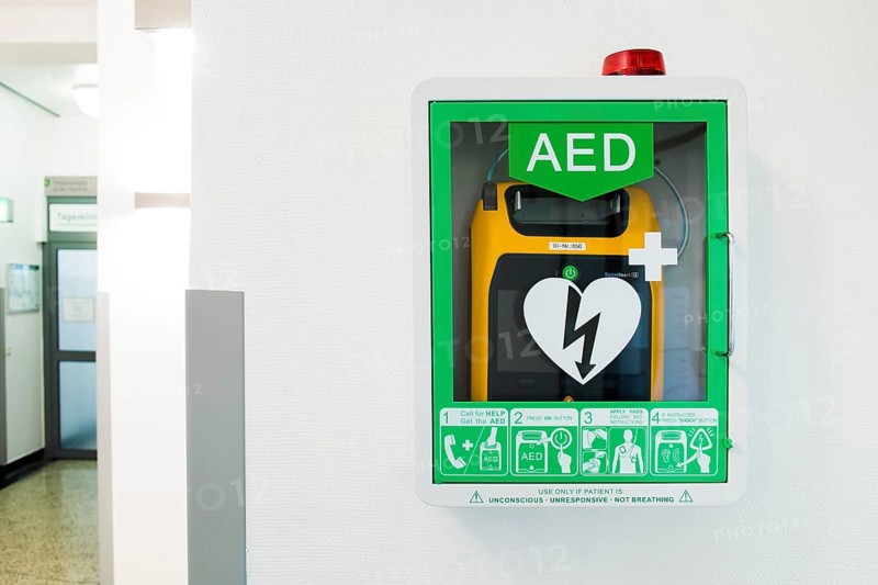 Defibrillator on a wall in a hospital