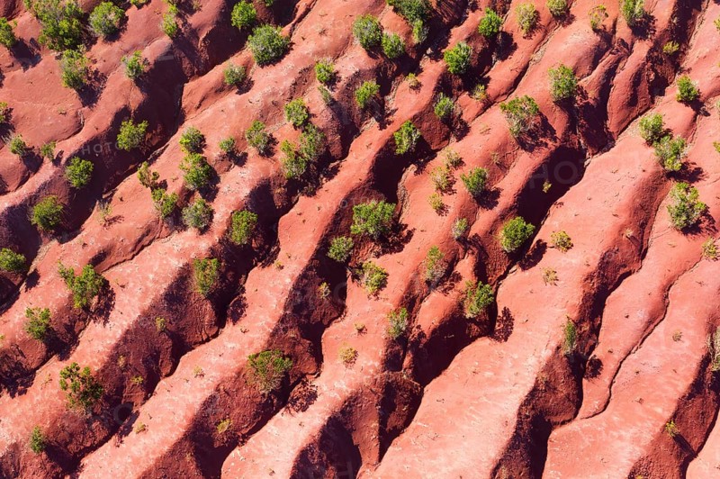 Terraced eroded mountainside