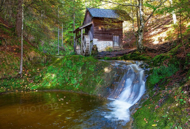 Old water mill on the mill hiking trail near Ebenau
