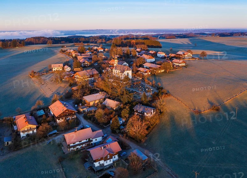 Village Berg near Eurasburg at dawn