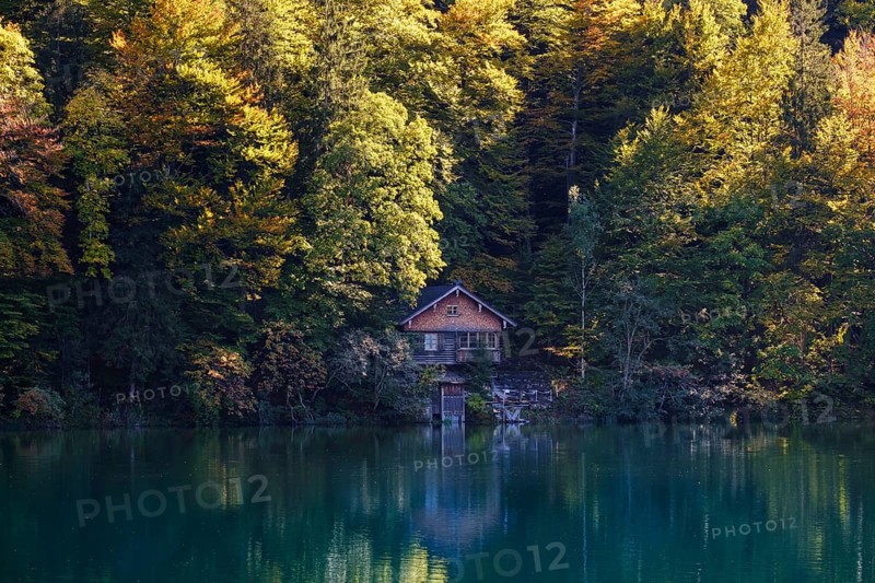 Wooden hut at the Freibergsee