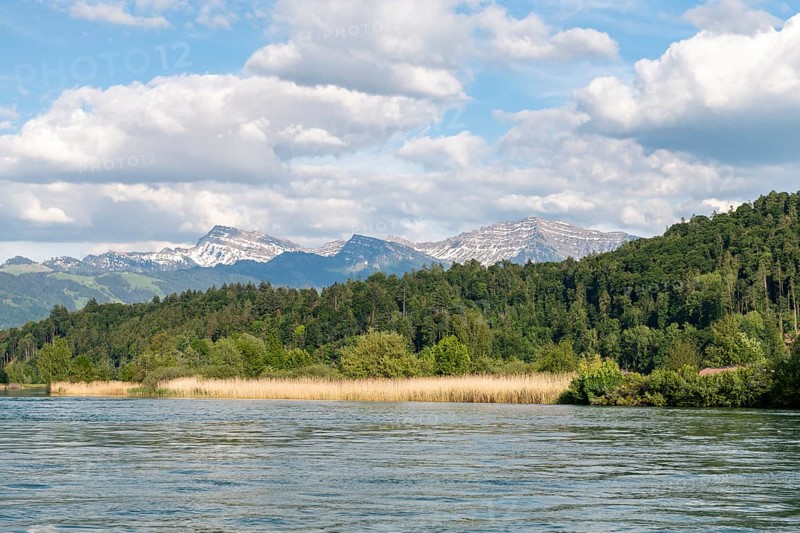 Lake Zurich with mountain panorama