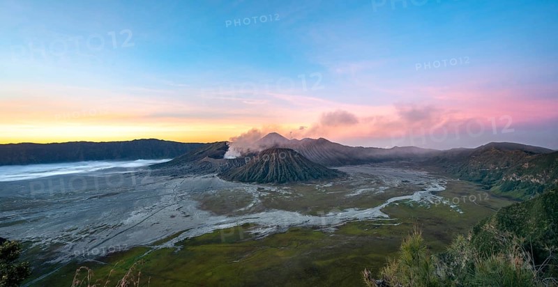 Volcanic landscape at sunrise