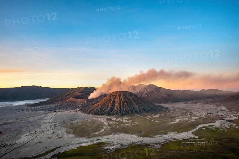 Volcanic landscape at sunrise