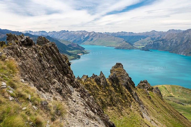 Lake Hawea and mountain panorama