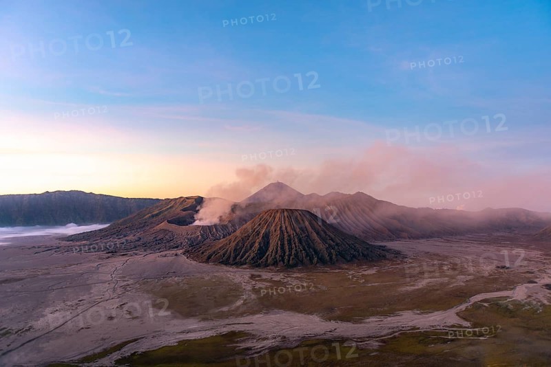 Volcanic landscape at sunrise