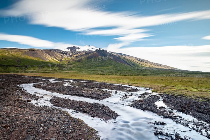 Creek in front of volcano Snaefellsjoekull