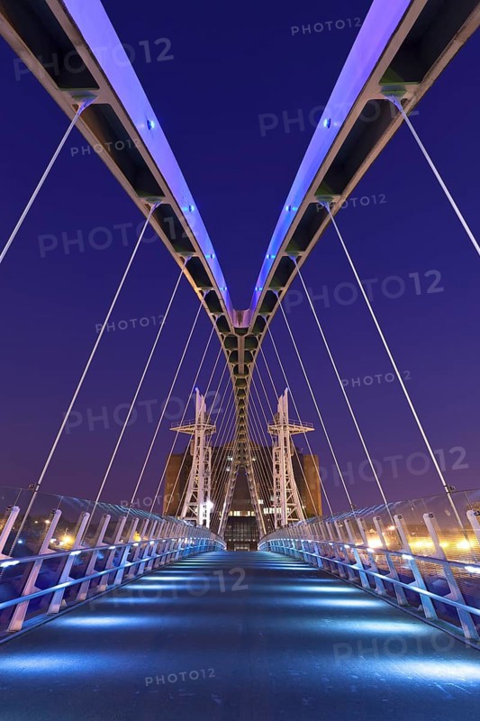 The Lowry bridge during blue hour