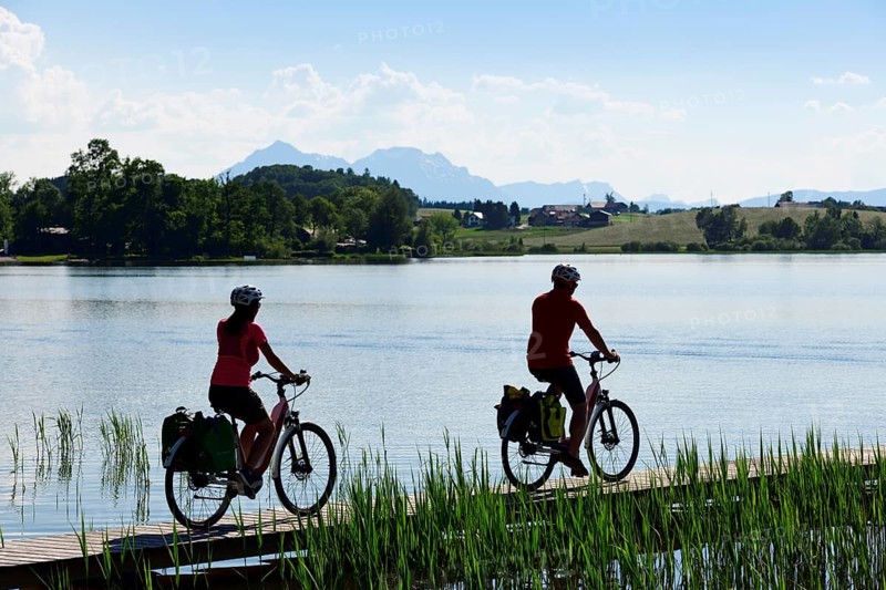 Couple with electric bikes