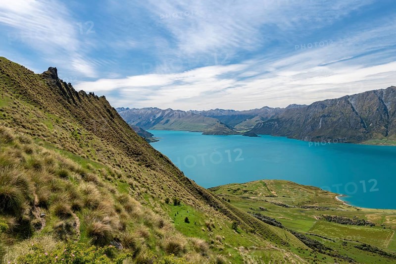 Lake Hawea and mountain panorama