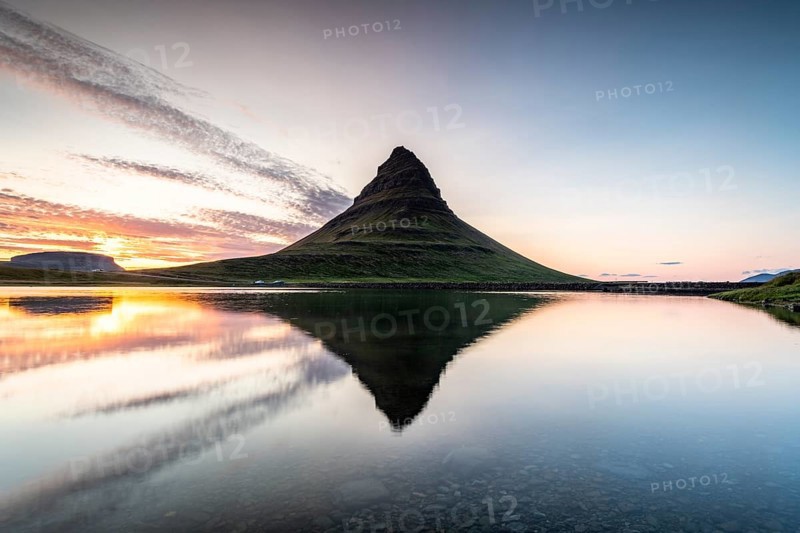 Mountain Kirkjufell reflected in the water