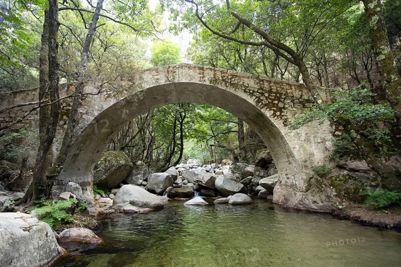 Genoese bridge Pont de Zaglia in the Spelunca Gorge