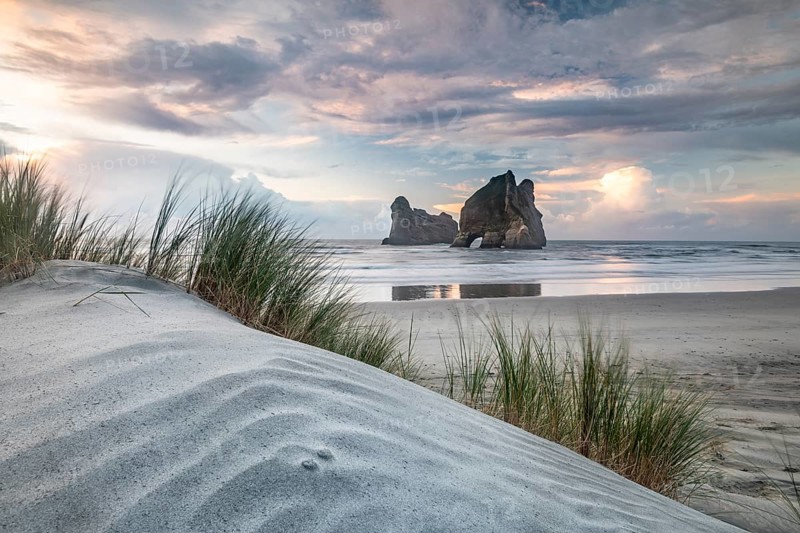 Rock island on Wharariki beach