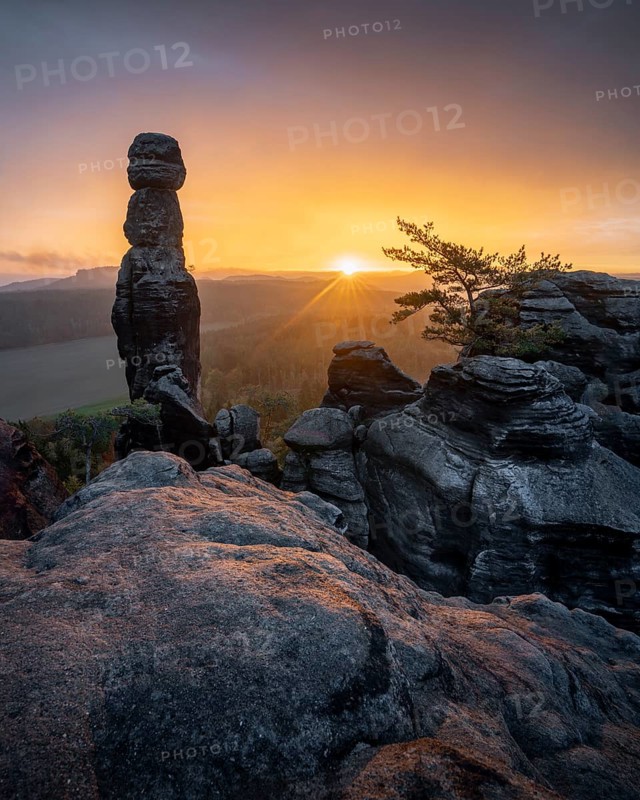 Barbarine on the Pfaffenstein at sunrise