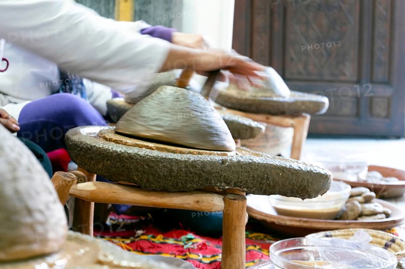 Traditional production of argan oil in Marrakech