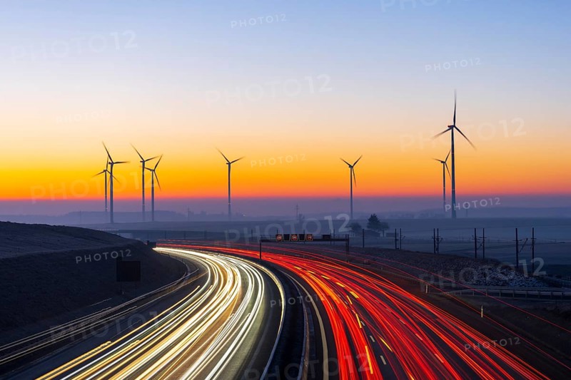 Motorway A8 with wind farm