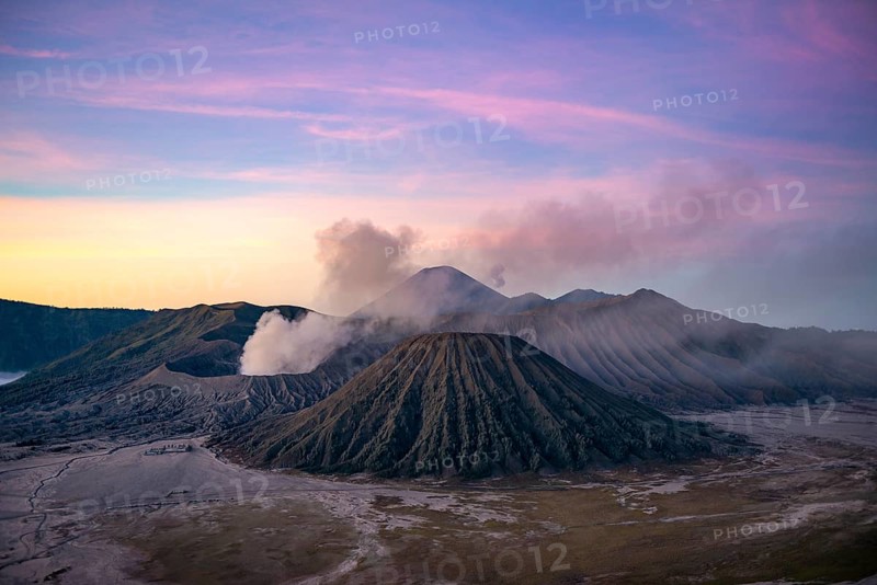 Volcanic landscape at sunrise