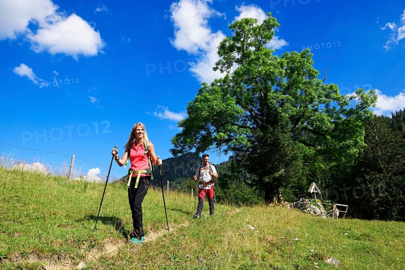 Hikers at the Chiemhauser Alm