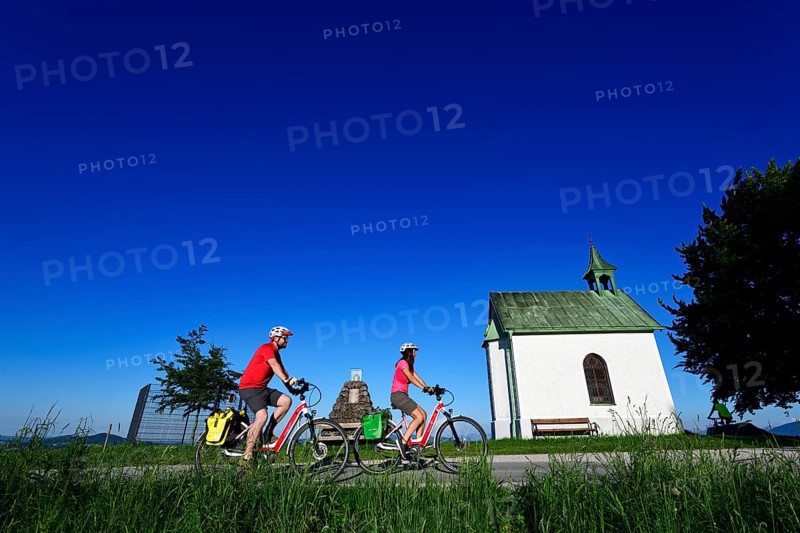 Couple with electric bikes in front of the imperial beech tree at Hochberg