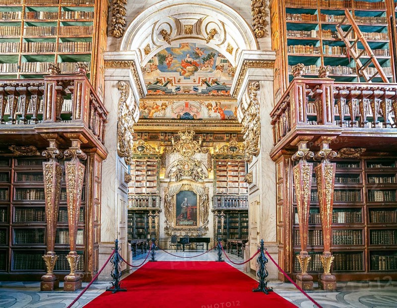 Amazing interioir of library in historic University of Coimbra