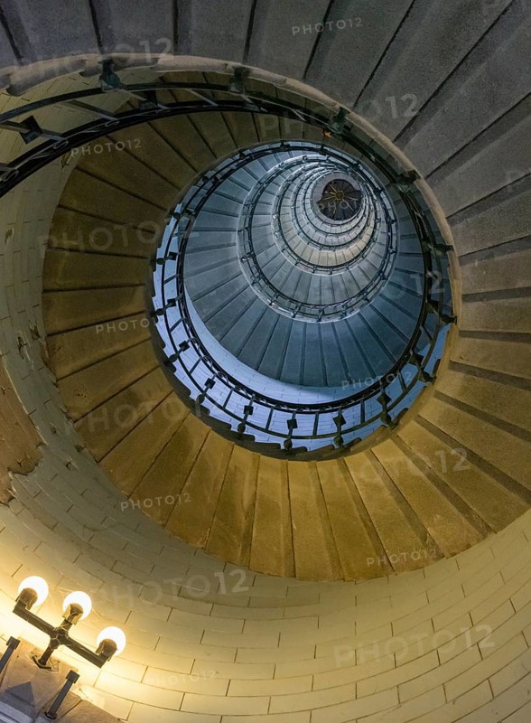Staircase covered with opal glass tiles