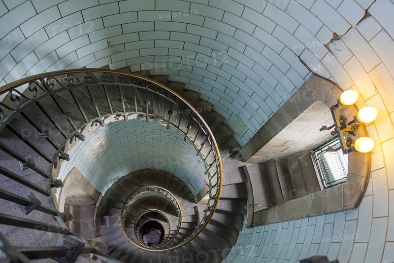 Staircase covered with opal glass tiles