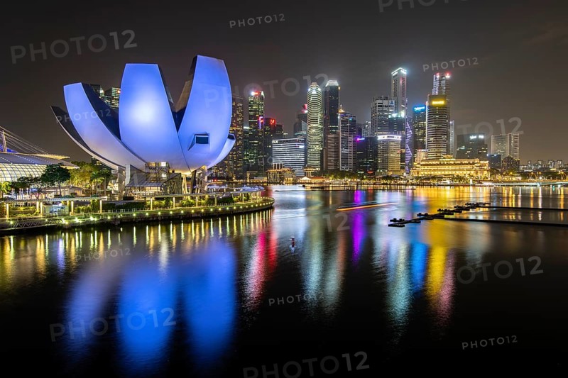 ArtScience Museum and skyline at night