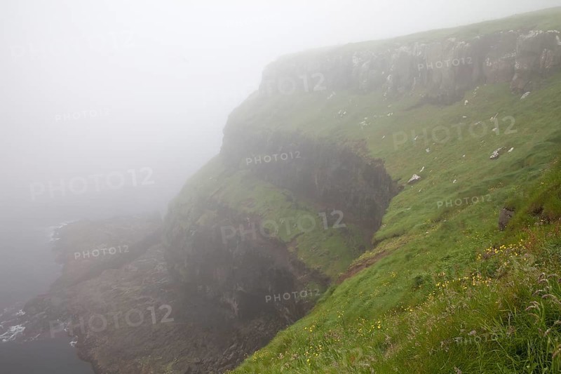 Steep coast in the fog