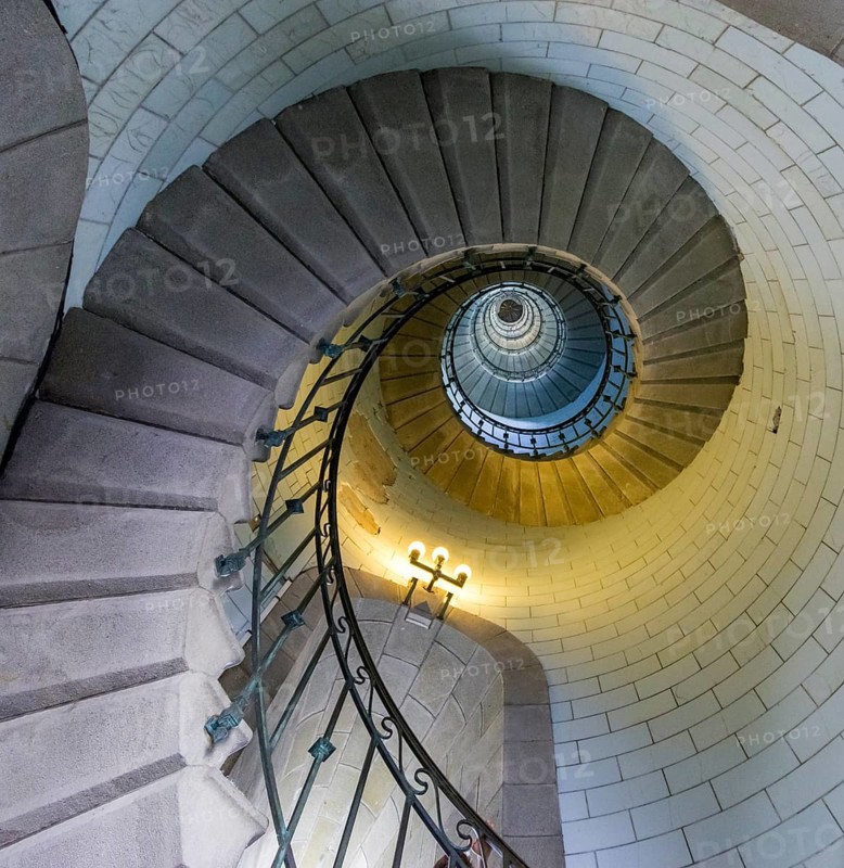 Staircase covered with opal glass tiles
