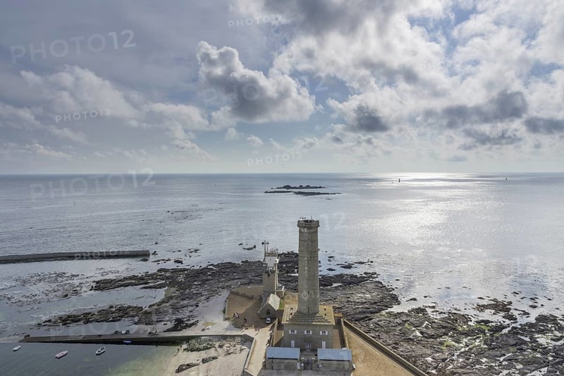 View from Phare d'Eckmuehl to the sea with beacon