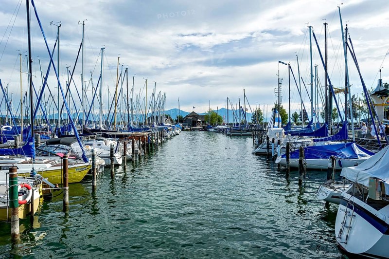 Sailing boats in the marina Seebruck