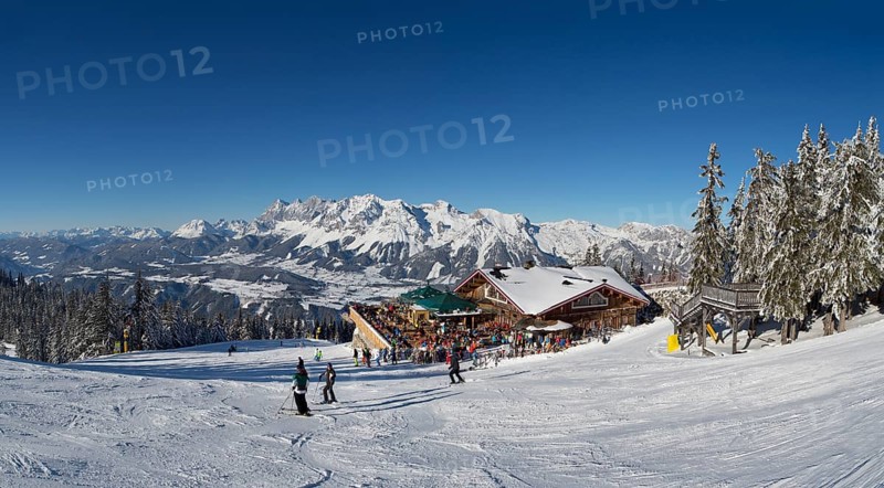 Ski area Planai with view to the Schafalm and the Dachstein massif