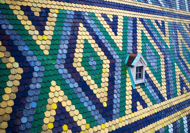 Colourful roof tiles on the cathedral roof