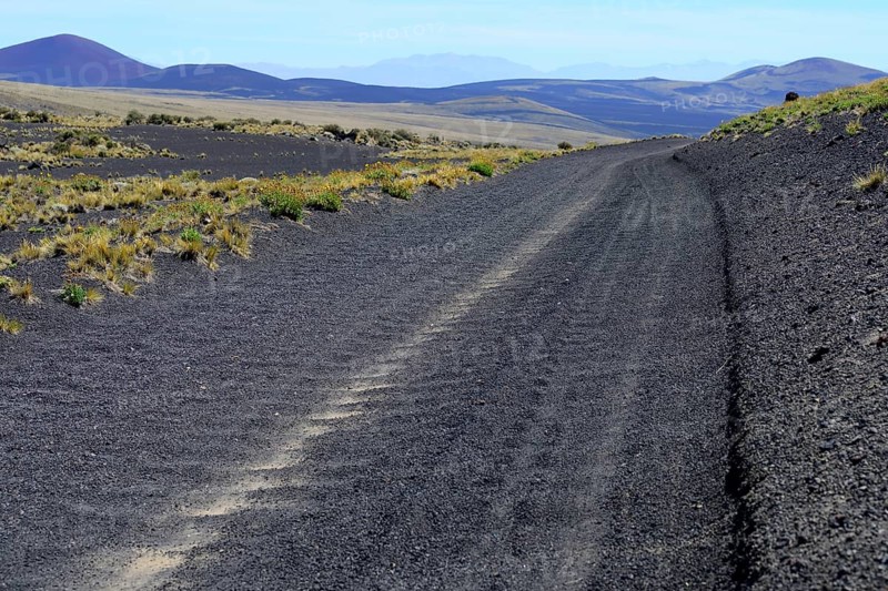 Track through volcanic lunar landscape