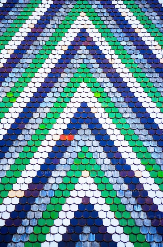 Colourful roof tiles on the cathedral roof