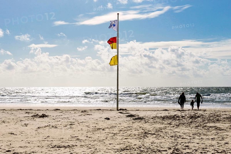 Autumnal bathing beach from the village of Nebel