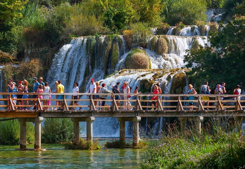 Tourists at Skradinski Buk waterfall