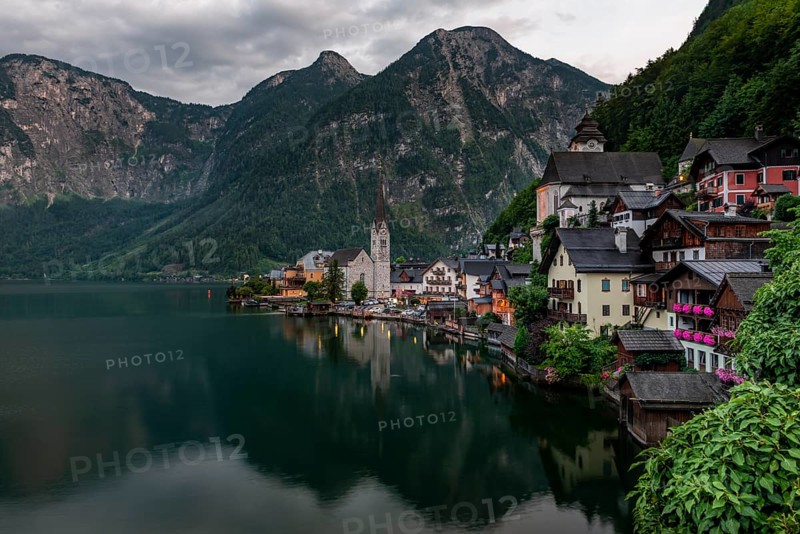 Village view Hallstatt with church