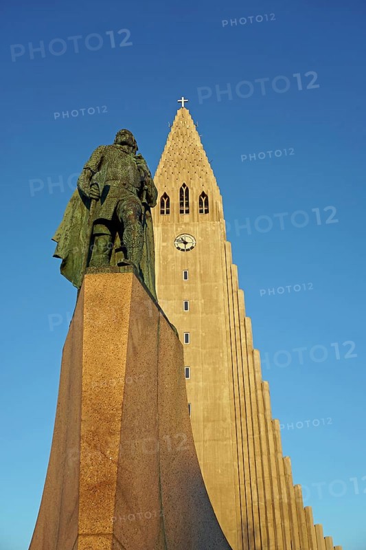 Hallgrimskirkja or Hallgrims Church Church and Leif Eriksson Monument