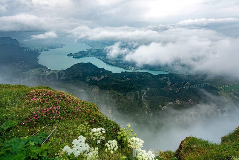 Cloud-covered lake