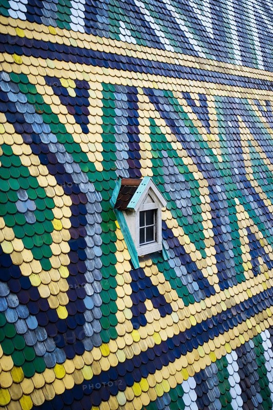 Colourful roof tiles on the cathedral roof