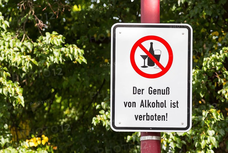 Prohibition sign for alcohol