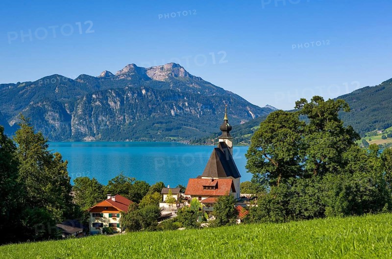 Steinbach am Attersee with Schafberg
